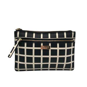 Kate Spade Black And Off-White Leather Laurel Way Tinie Wristlet